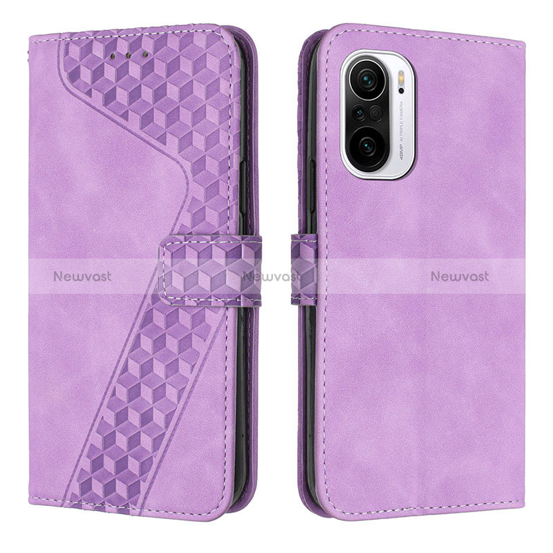 Leather Case Stands Flip Cover Holder H04X for Xiaomi Mi 11i 5G Purple