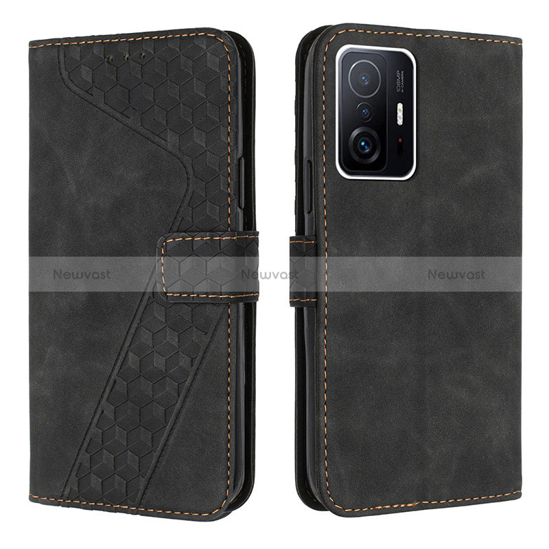 Leather Case Stands Flip Cover Holder H04X for Xiaomi Mi 11T 5G Black