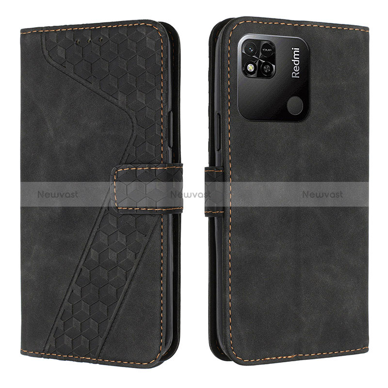 Leather Case Stands Flip Cover Holder H04X for Xiaomi POCO C3 Black