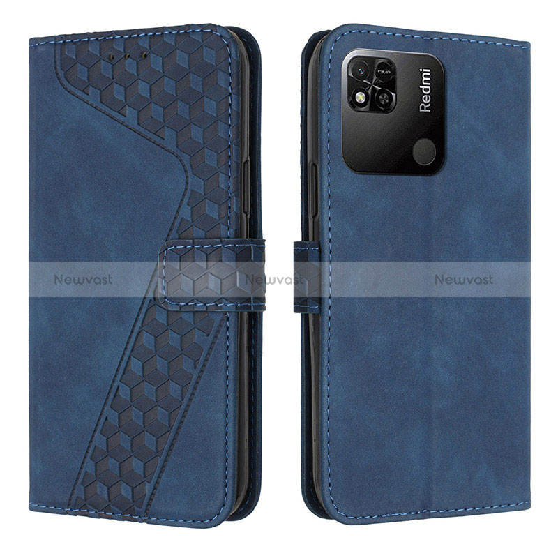 Leather Case Stands Flip Cover Holder H04X for Xiaomi POCO C3 Blue