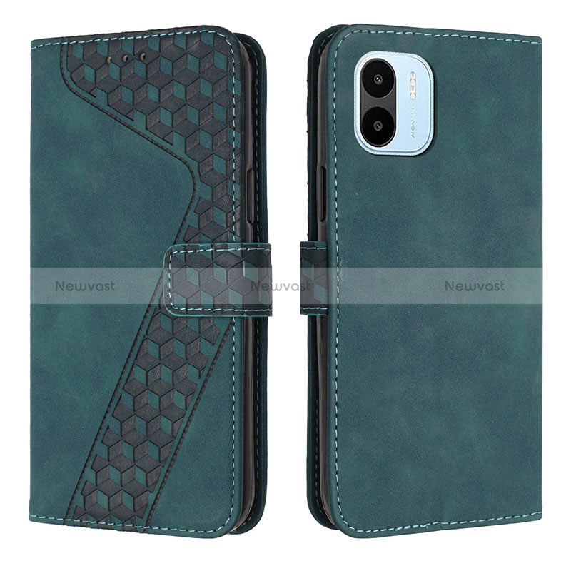 Leather Case Stands Flip Cover Holder H04X for Xiaomi Poco C50 Green