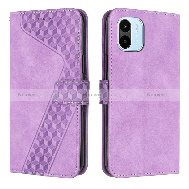 Leather Case Stands Flip Cover Holder H04X for Xiaomi Poco C51 Purple