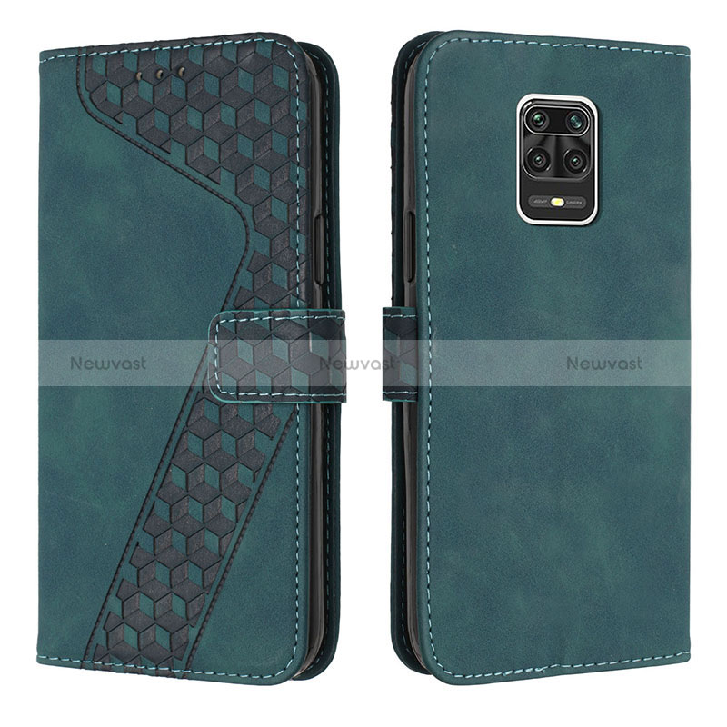 Leather Case Stands Flip Cover Holder H04X for Xiaomi Poco M2 Pro Green