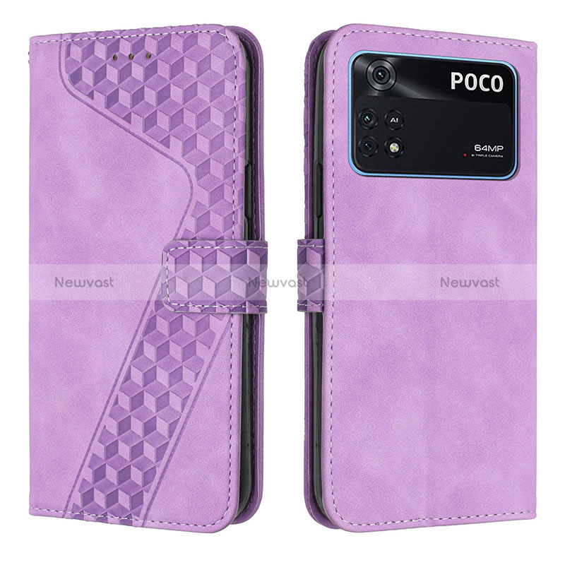 Leather Case Stands Flip Cover Holder H04X for Xiaomi Poco M4 Pro 4G