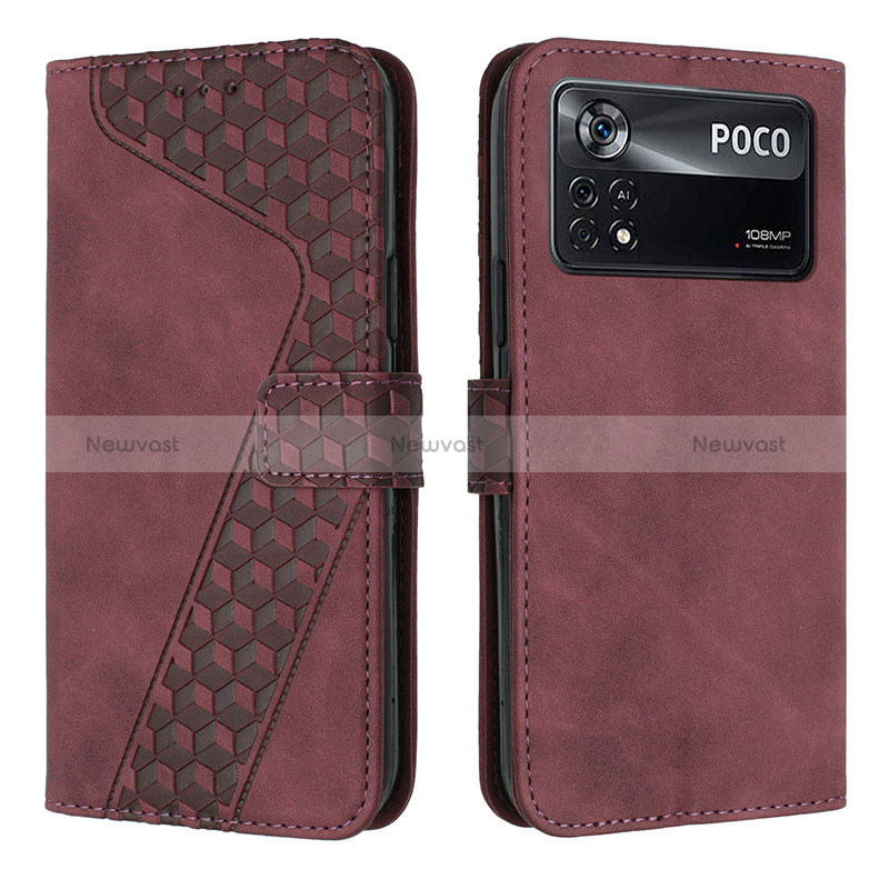 Leather Case Stands Flip Cover Holder H04X for Xiaomi Poco X4 Pro 5G