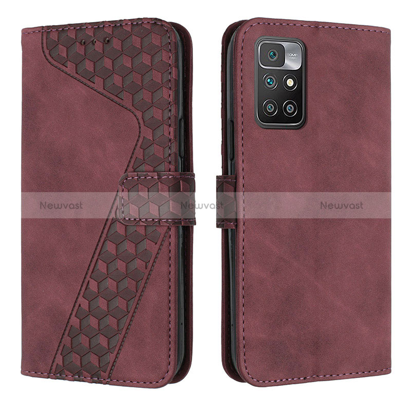 Leather Case Stands Flip Cover Holder H04X for Xiaomi Redmi 10 (2022)