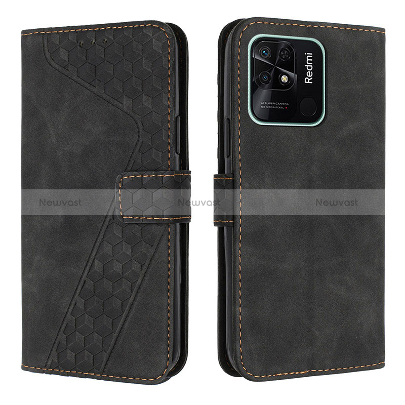 Leather Case Stands Flip Cover Holder H04X for Xiaomi Redmi 10 Power Black