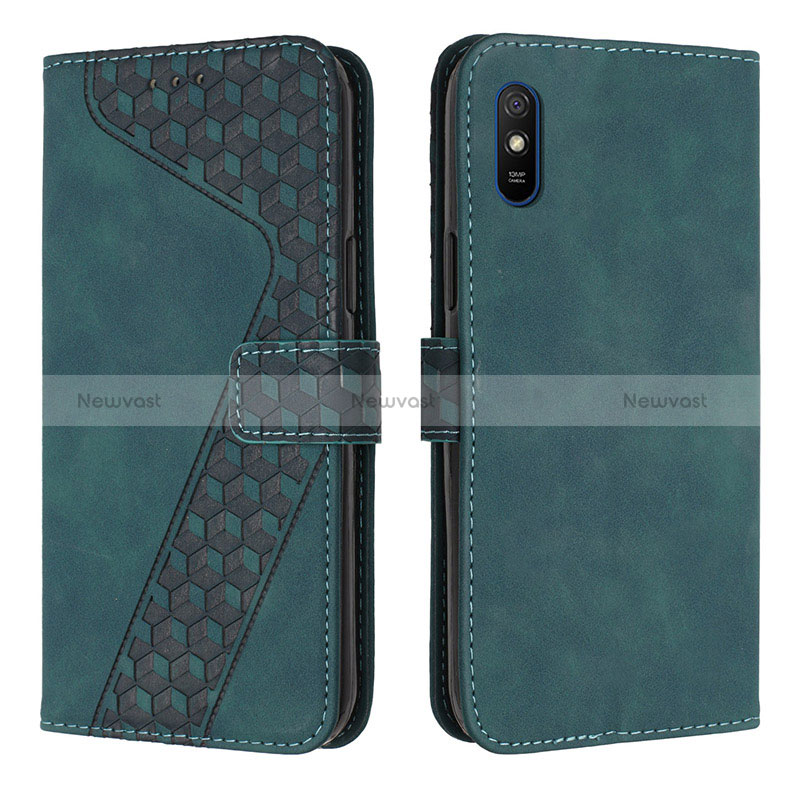 Leather Case Stands Flip Cover Holder H04X for Xiaomi Redmi 9A Green