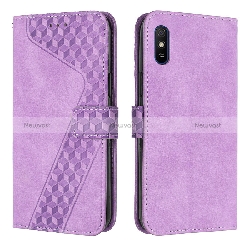 Leather Case Stands Flip Cover Holder H04X for Xiaomi Redmi 9A Purple