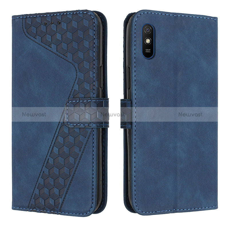 Leather Case Stands Flip Cover Holder H04X for Xiaomi Redmi 9AT Blue