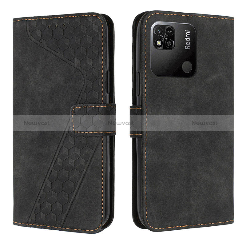 Leather Case Stands Flip Cover Holder H04X for Xiaomi Redmi 9C NFC Black