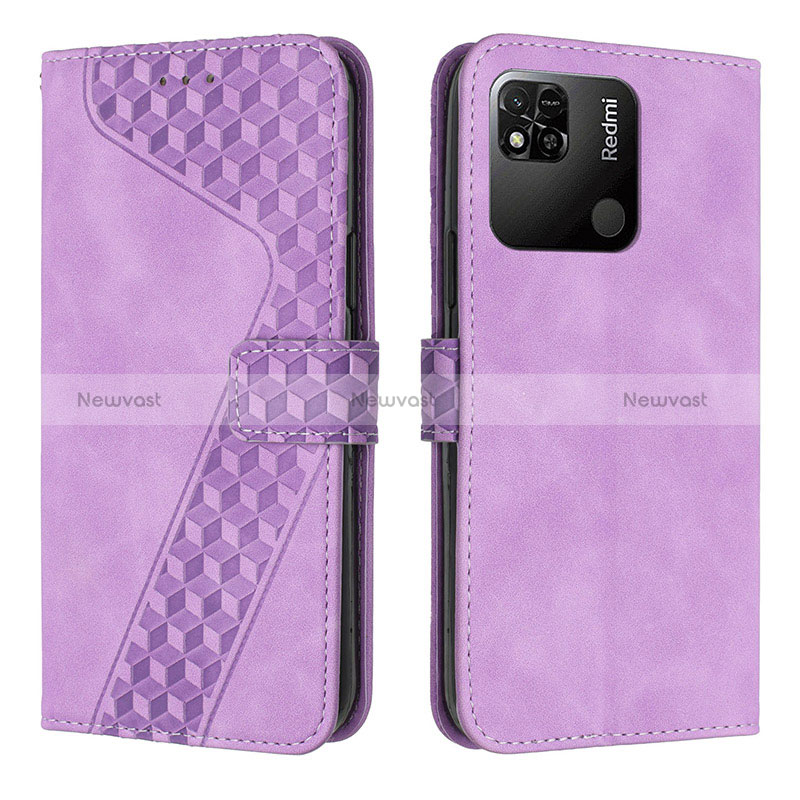 Leather Case Stands Flip Cover Holder H04X for Xiaomi Redmi 9C NFC Purple