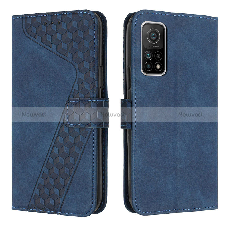 Leather Case Stands Flip Cover Holder H04X for Xiaomi Redmi K30S 5G Blue