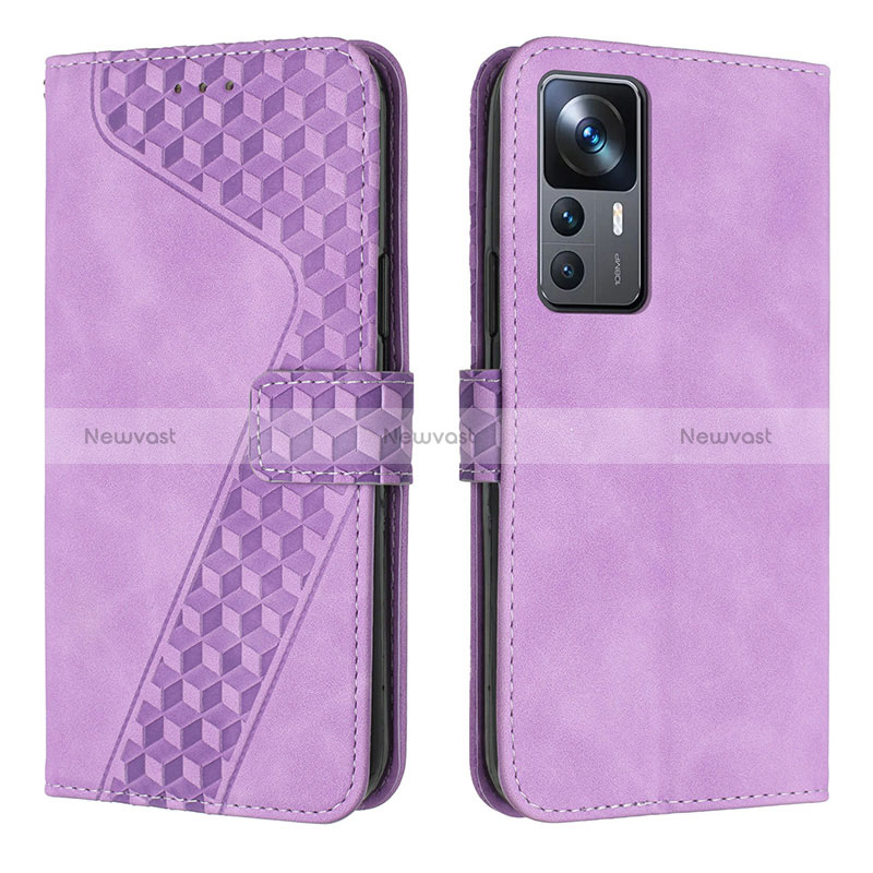 Leather Case Stands Flip Cover Holder H04X for Xiaomi Redmi K50 Ultra 5G Purple