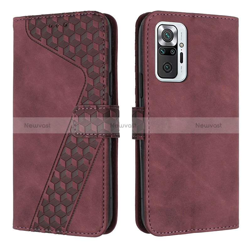 Leather Case Stands Flip Cover Holder H04X for Xiaomi Redmi Note 10 Pro 4G