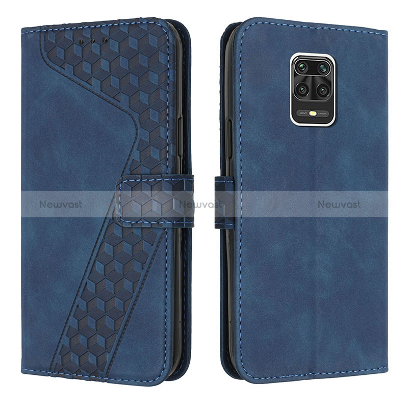 Leather Case Stands Flip Cover Holder H04X for Xiaomi Redmi Note 9 Pro Max Blue