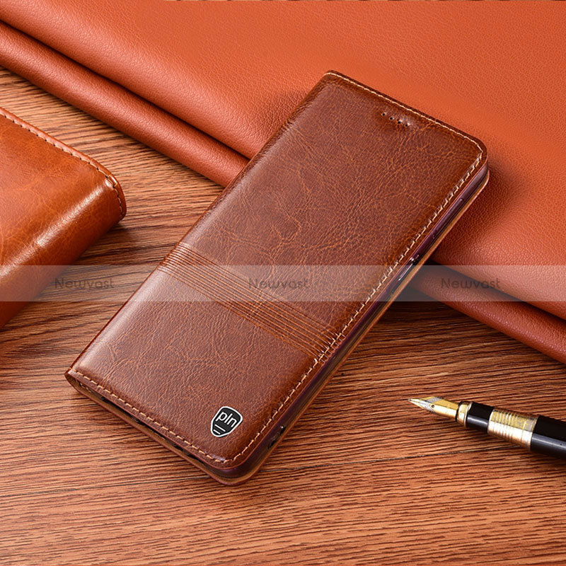 Leather Case Stands Flip Cover Holder H05P for Huawei Nova 8i Light Brown