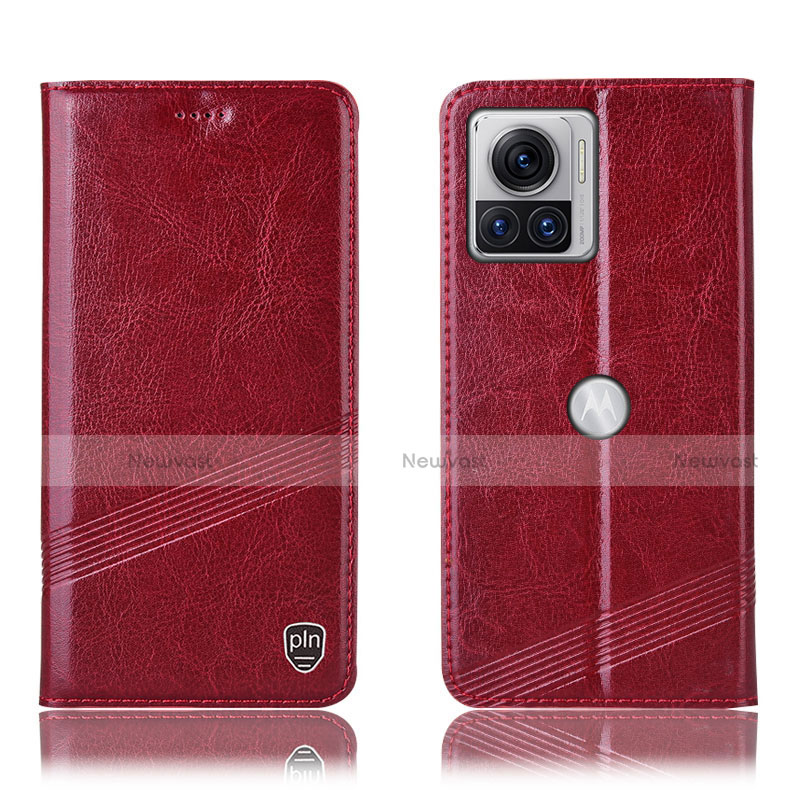 Leather Case Stands Flip Cover Holder H05P for Motorola Moto Edge 30 Ultra 5G Red