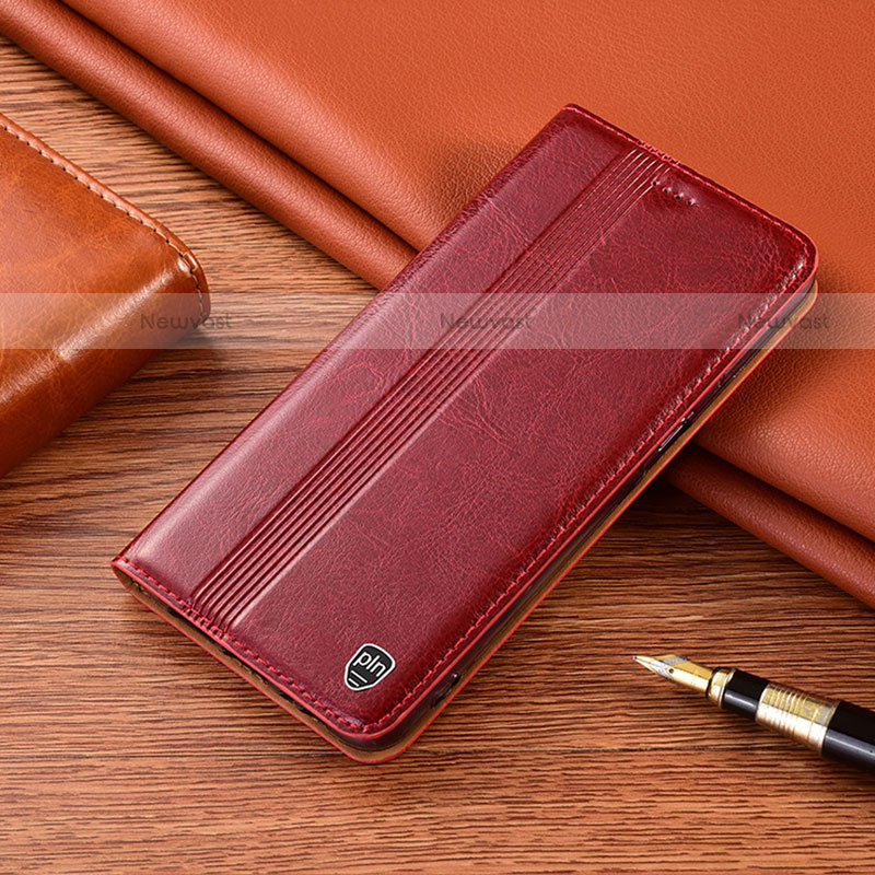 Leather Case Stands Flip Cover Holder H05P for Motorola Moto Edge S 5G Red