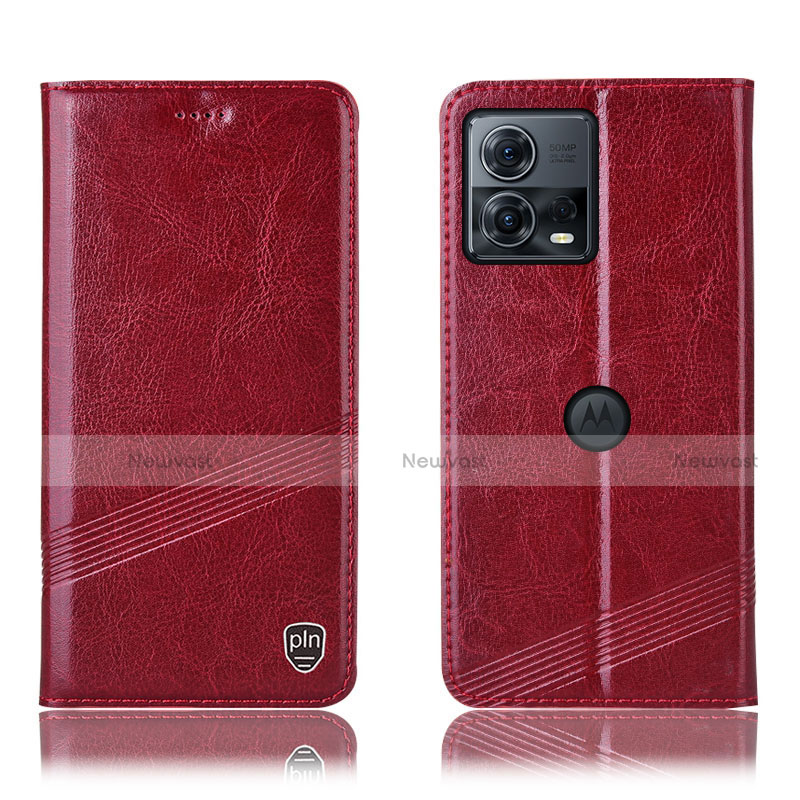 Leather Case Stands Flip Cover Holder H05P for Motorola Moto Edge S30 Pro 5G Red