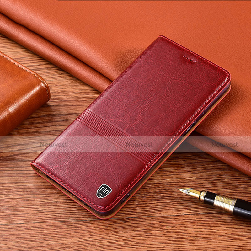 Leather Case Stands Flip Cover Holder H05P for Motorola Moto G20 Red