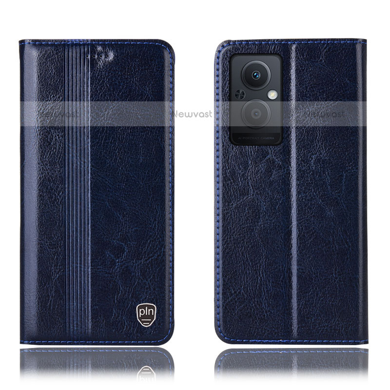 Leather Case Stands Flip Cover Holder H05P for OnePlus Nord N20 5G Blue