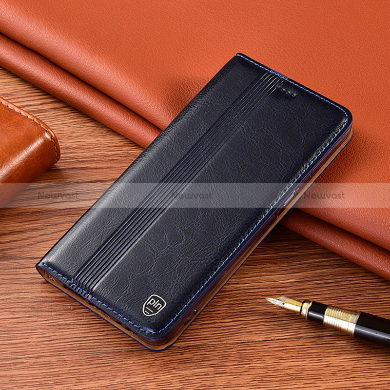 Leather Case Stands Flip Cover Holder H05P for Oppo A11s Blue