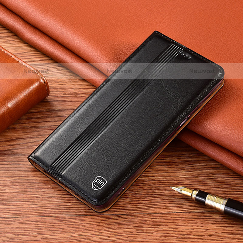 Leather Case Stands Flip Cover Holder H05P for Oppo A33 Black
