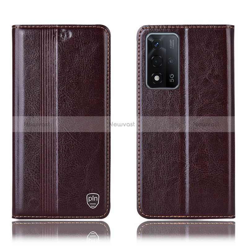Leather Case Stands Flip Cover Holder H05P for Oppo A93s 5G