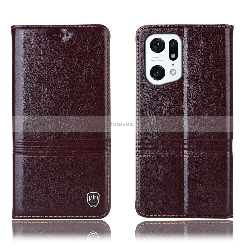 Leather Case Stands Flip Cover Holder H05P for Oppo Find X5 5G