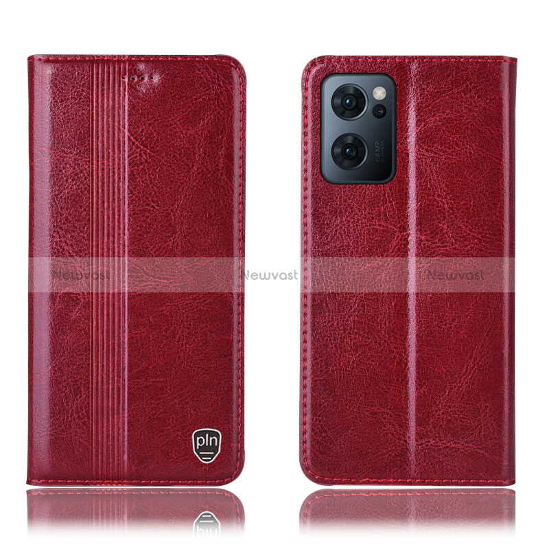 Leather Case Stands Flip Cover Holder H05P for Oppo Find X5 Lite 5G Red