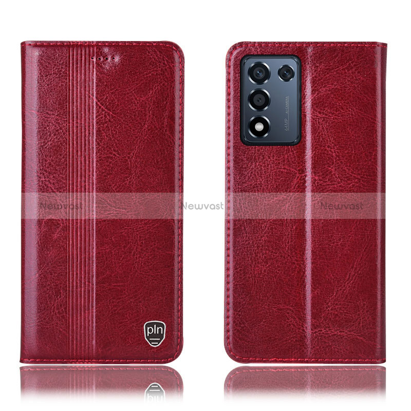 Leather Case Stands Flip Cover Holder H05P for Realme 9 SE 5G Red