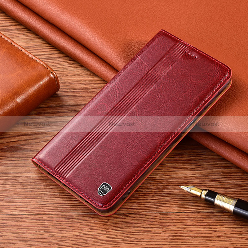 Leather Case Stands Flip Cover Holder H05P for Samsung Galaxy A12 5G Red