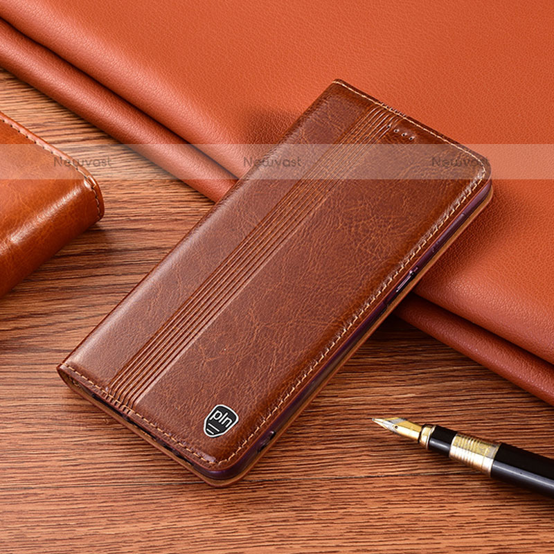 Leather Case Stands Flip Cover Holder H05P for Samsung Galaxy S20 Light Brown