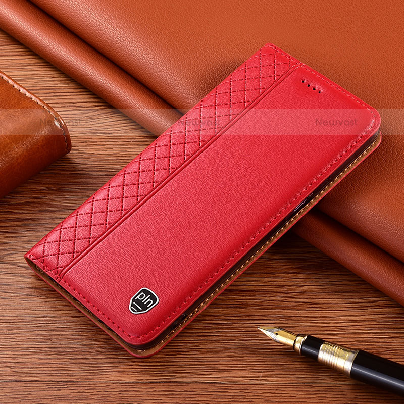 Leather Case Stands Flip Cover Holder H05P for Samsung Galaxy S21 Plus 5G Red