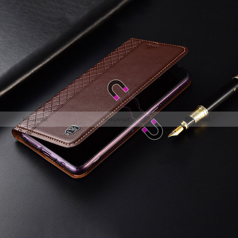 Leather Case Stands Flip Cover Holder H05P for Samsung Galaxy S24 Plus 5G