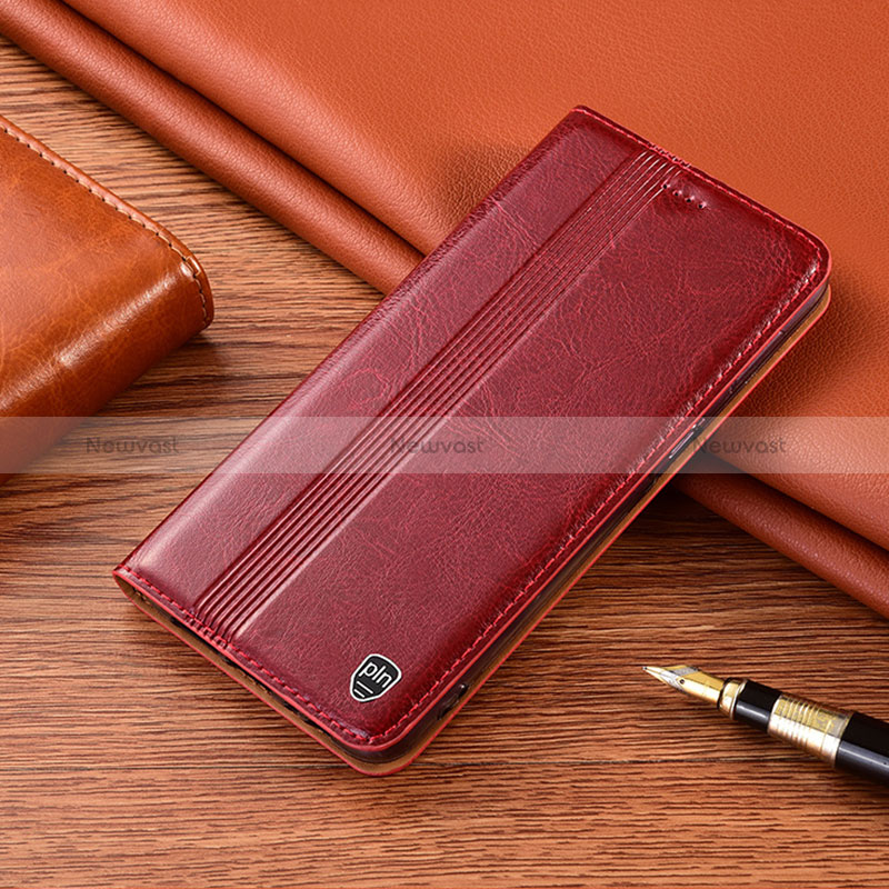 Leather Case Stands Flip Cover Holder H05P for Sony Xperia 1 V Red