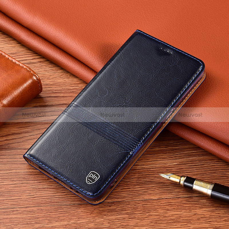 Leather Case Stands Flip Cover Holder H05P for Vivo V23 Pro 5G Blue