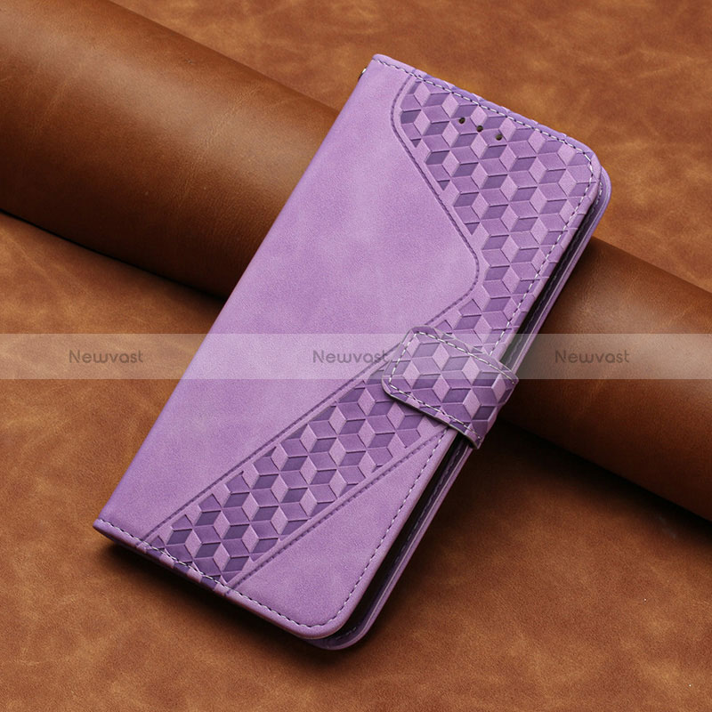Leather Case Stands Flip Cover Holder H05X for Huawei Nova 8i Purple