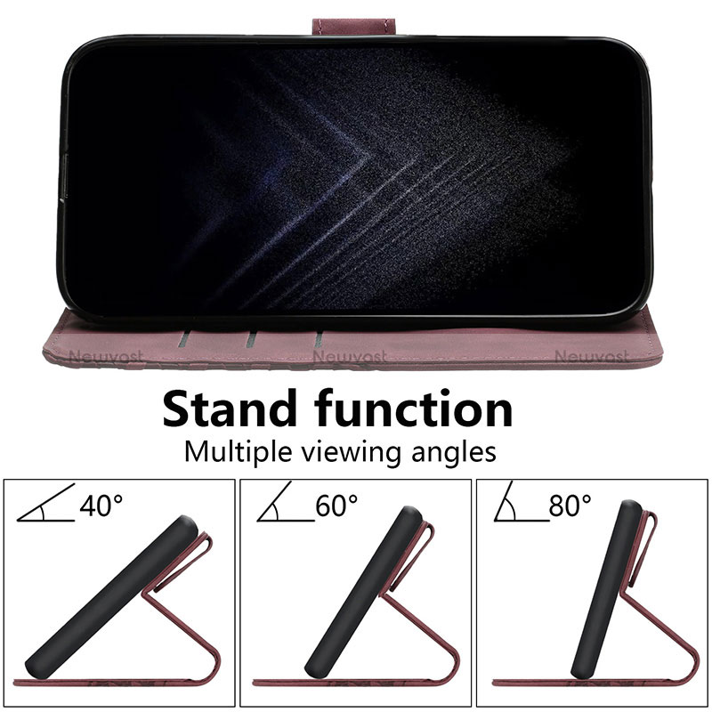 Leather Case Stands Flip Cover Holder H05X for Motorola Moto E22S