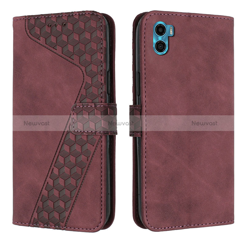 Leather Case Stands Flip Cover Holder H05X for Motorola Moto E32 India