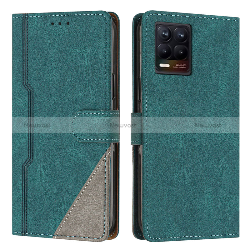 Leather Case Stands Flip Cover Holder H05X for Realme 8 4G Green