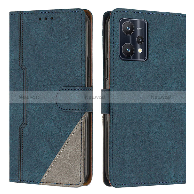 Leather Case Stands Flip Cover Holder H05X for Realme 9 Pro 5G Blue