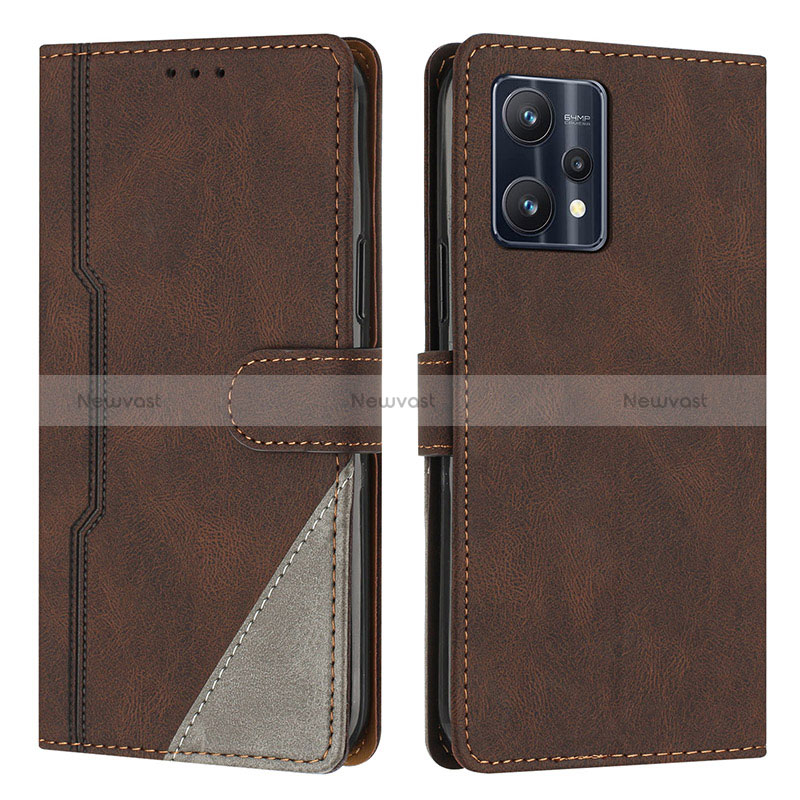 Leather Case Stands Flip Cover Holder H05X for Realme 9 Pro+ Plus 5G Brown