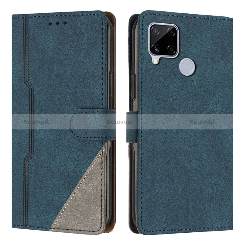 Leather Case Stands Flip Cover Holder H05X for Realme Narzo 20 Blue