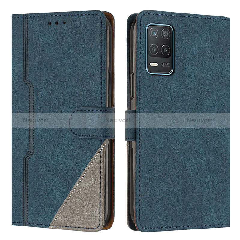 Leather Case Stands Flip Cover Holder H05X for Realme Narzo 30 5G Blue