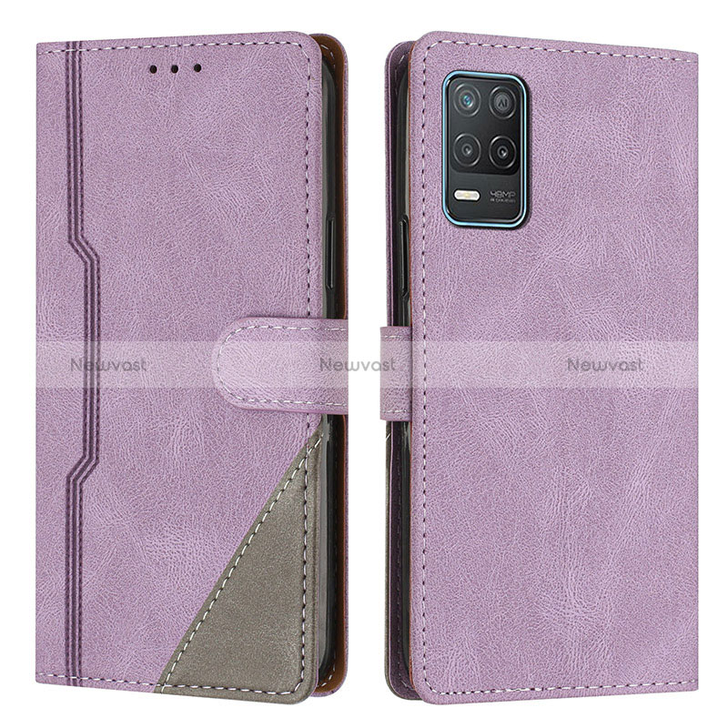 Leather Case Stands Flip Cover Holder H05X for Realme Narzo 30 5G Purple