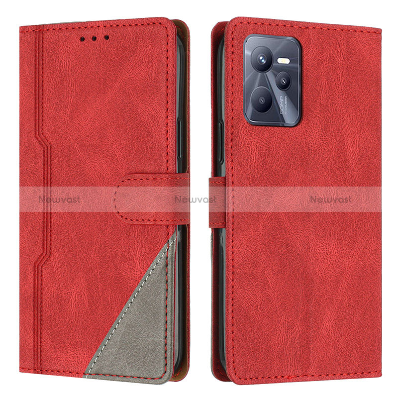 Leather Case Stands Flip Cover Holder H05X for Realme Narzo 50A Prime Red