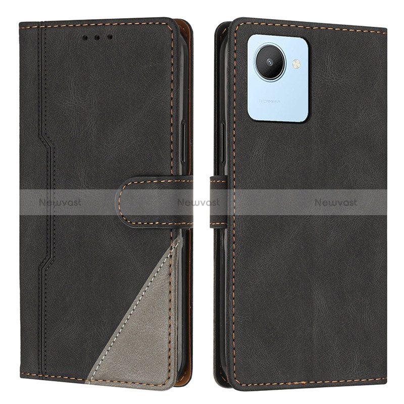 Leather Case Stands Flip Cover Holder H05X for Realme Narzo 50i Prime Black