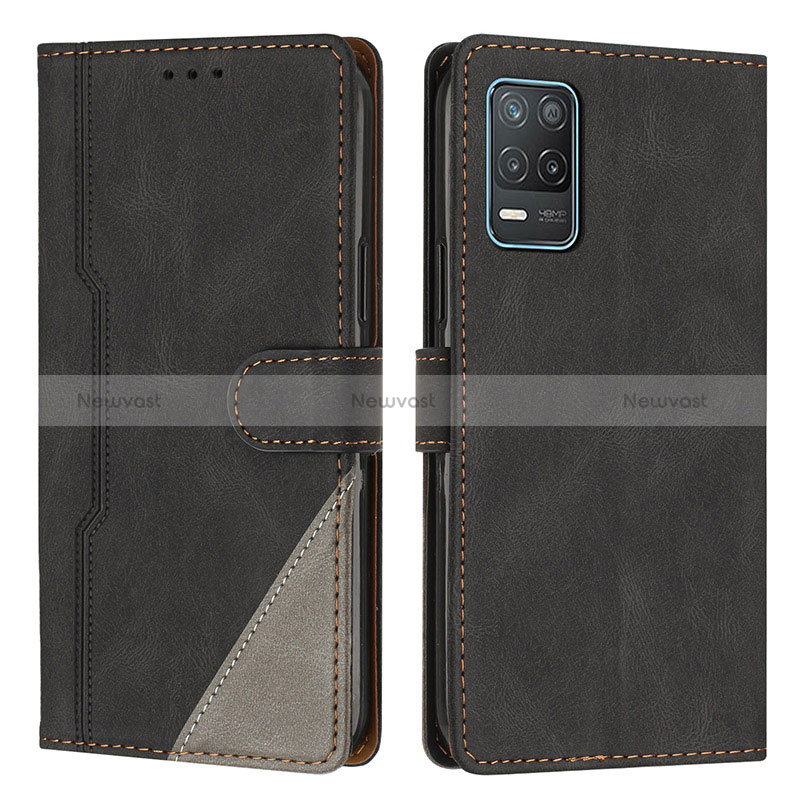 Leather Case Stands Flip Cover Holder H05X for Realme Q3 5G Black